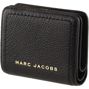 Marc Jacobs S101L01SP21 Black With Gold Hardware Top Stitched Compact Zip Women’s Leather Wallet
