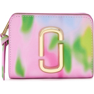 Marc Jacobs Womens The Blurred Floral Snapshot Mini Compact Wallet Ribbon Pink Multi One Size One Size(Ribbon Pink Multi)