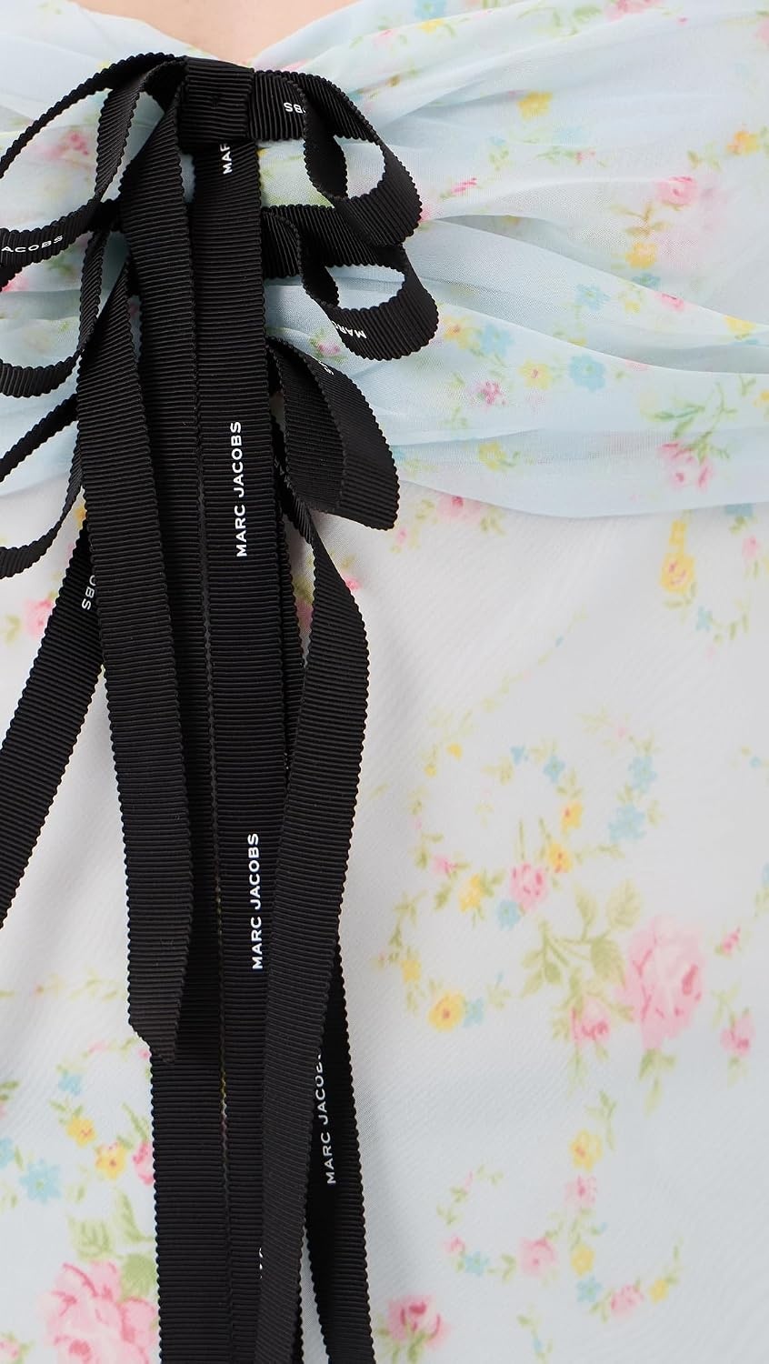 image:imageMarc Jacobs Womens Blurred Floral Bow TopBlue Mist Multi