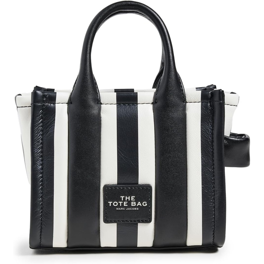 image:imageMarc Jacobs Womens The Leather Crossbody Tote BagBlackWhite Stripe