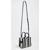 Marc Jacobs Women’s The Leather Crossbody Tote Bag(Black/White Stripe)