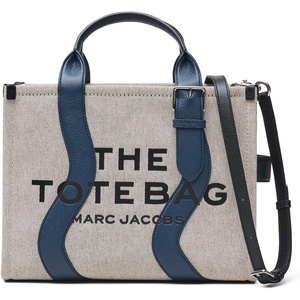 Marc Jacobs The Wavy Canvas Medium Tote Bag(Ivory/Navy)