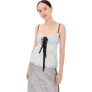 Marc Jacobs Women’s Blurred Floral Bow Top(Blue Mist Multi)
