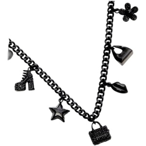 Marc Jacobs Women’s Mini Icon Charm Necklace(Black Crystal)
