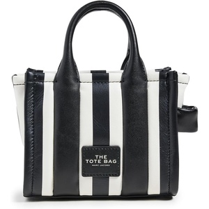 Marc Jacobs Women’s The Leather Crossbody Tote Bag(Black/White Stripe)